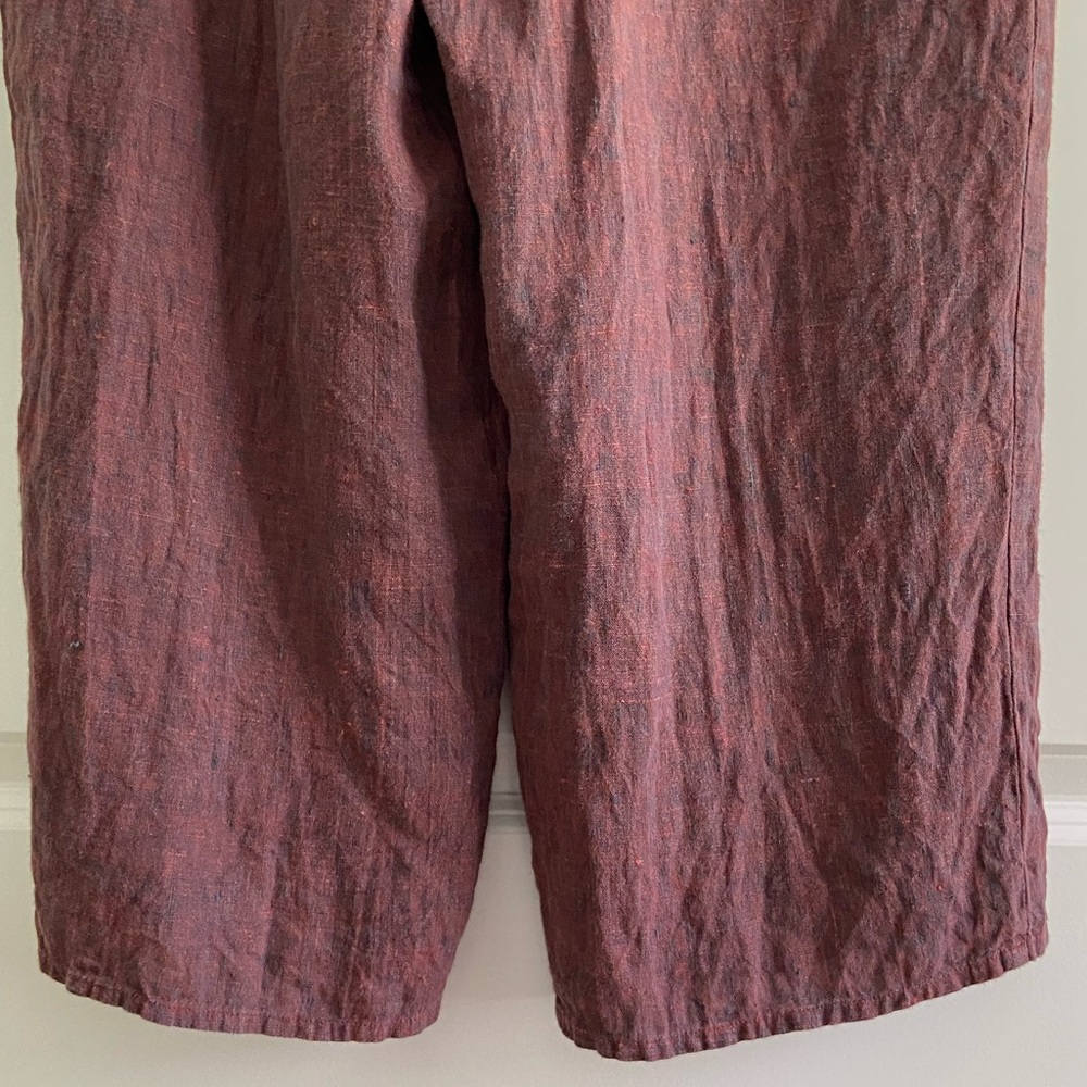 FLAX Linen Pants High Rise Wide Leg Cropped Texture Slub Lagenlook Coastal Sz S - Picture 11 of 14